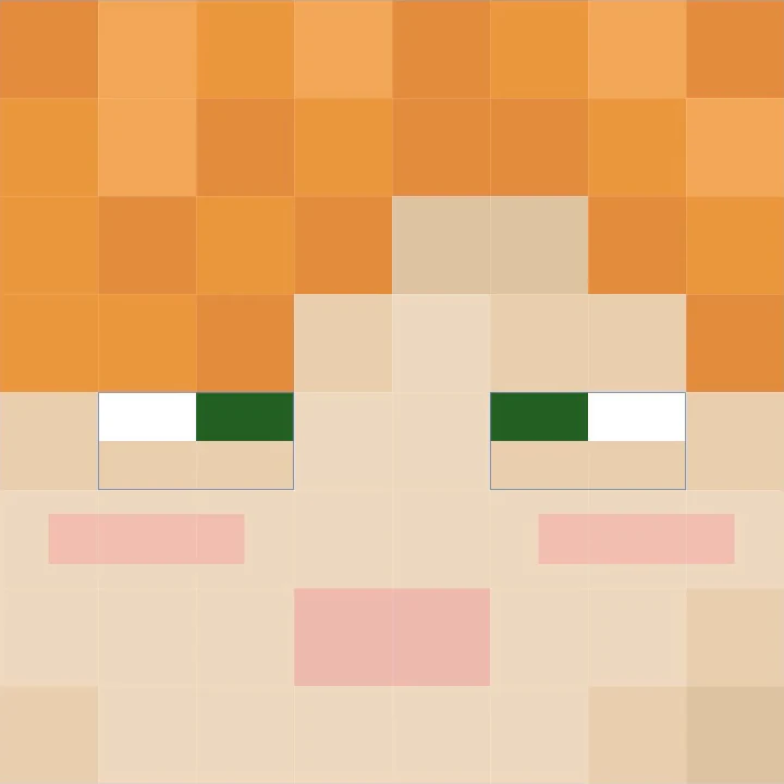 The same face looking happy: the lower lids pushed up into a smile and a light blush on the cheeks.